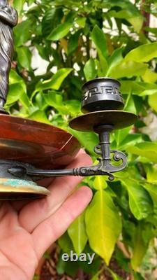 Bougeoir XIXe Napoléon III Bronze Marbre Style Néo Grec Antique Statuette