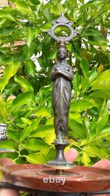 Bougeoir XIXe Napoléon III Bronze Marbre Style Néo Grec Antique Statuette