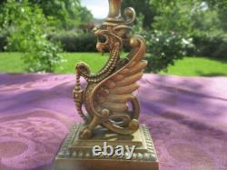 Bougeoir ancien Chimere bronze XIX siècle France