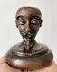 Bougeoir En Bois Sculpté Ancien Homme Tête Art Populaire Xix Sculpture Curiosité