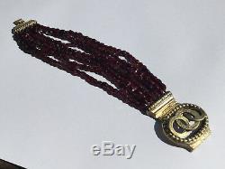 Bracelet XIXè Grenats Facettés Monture Argent Vermeil Napoléon III Victorian 19C
