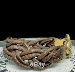 Bracelet ancien Napoleon III Travail de cheveux Vermeil XIX Victorian Deuil