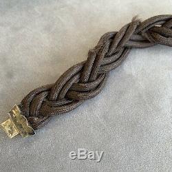Bracelet ancien Napoleon III Travail de cheveux Vermeil XIX Victorian Deuil