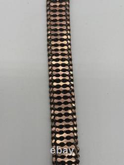 Bracelet ancien Napoléon Iii maille ruban doré embouts feuilles acanthe XIXe s
