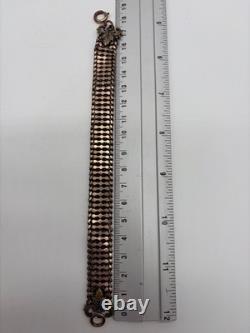 Bracelet ancien Napoléon Iii maille ruban doré embouts feuilles acanthe XIXe s