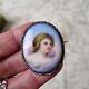 Broche Ange Ancienne Napoléon Iii Porcelaine Peinte Marcassites Milieu Xixè