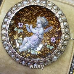 Broche De Col Xixe Napoléon Iii Émail Guilloché Vermeil Perles Fines Angelot Broche De Col Xixe Napoléon Iii Émail Guilloché Vermeil Perles Fines Angelot