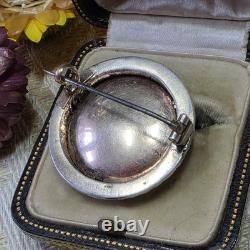 Broche De Col Xixe Napoléon Iii Émail Guilloché Vermeil Perles Fines Angelot