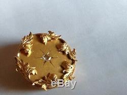 Broche Fin Xix Napoleon III 1880 Or 18 Cts Diamant Rocaille