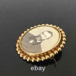 Broche Portrait Napoléon III XIXè Photo Plaqué Or Nacre Victorian Brooch 19thC