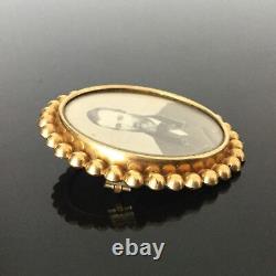 Broche Portrait Napoléon III XIXè Photo Plaqué Or Nacre Victorian Brooch 19thC