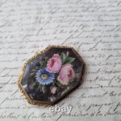 Broche XIXè Décor Peint Sur Nacre Napoléon III Pomponne Victorian Brooch 19thC