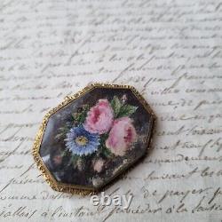 Broche XIXè Décor Peint Sur Nacre Napoléon III Pomponne Victorian Brooch 19thC