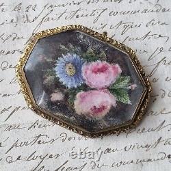 Broche XIXè Décor Peint Sur Nacre Napoléon III Pomponne Victorian Brooch 19thC