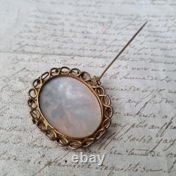 Broche XIXè Nacre Pomponne Troubadour Napoléon III French Victorian Brooch 19thC