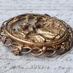 Broche XIXè Nacre Pomponne Troubadour Napoléon III French Victorian Brooch 19thC