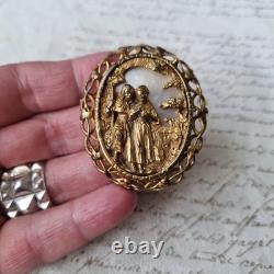 Broche XIXè Nacre Pomponne Troubadour Napoléon III French Victorian Brooch 19thC