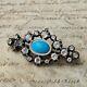 Broche Début Xixè Argent Or Cabochon Turquoise Early 19thc Brooch Silver Gold