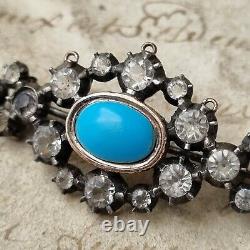 Broche début XIXè Argent Or Cabochon Turquoise Early 19thC Brooch Silver Gold