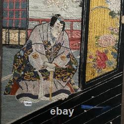 Broderie Estampe Japonaise Ancienne Encadrée XIXè Napoleon III
