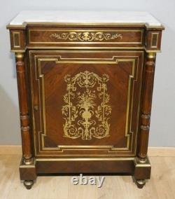 Buffet à hauteur d'appui Napoléon III en palissandre marqueterie de laiton XIX