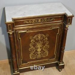 Buffet à hauteur d'appui Napoléon III en palissandre marqueterie de laiton XIX