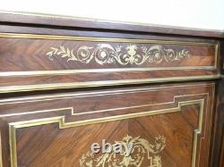 Buffet à hauteur d'appui Napoléon III en palissandre marqueterie de laiton XIX