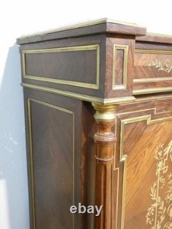 Buffet à hauteur d'appui Napoléon III en palissandre marqueterie de laiton XIX