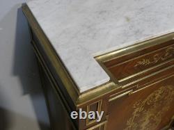 Buffet à hauteur d'appui Napoléon III en palissandre marqueterie de laiton XIX