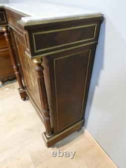 Buffet à hauteur d'appui Napoléon III en palissandre marqueterie de laiton XIX