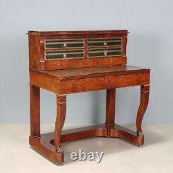 Bureau Napoléon III Ancien Acajou Métal France XIXe Siècle Original