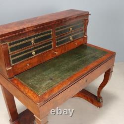 Bureau Napoléon III Ancien Acajou Métal France XIXe Siècle Original