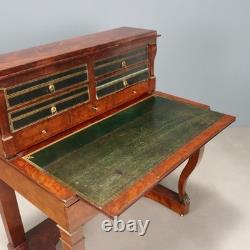 Bureau Napoléon III Ancien Acajou Métal France XIXe Siècle Original