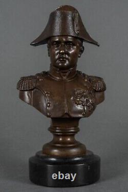 Buste en bronze Napoléon fin XIXe patine chocolatée socle en marbre noir H5440