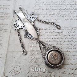 CHATELAINE Ancienne Argent MB Montre XIXè Victorian Silver Watch Holder 19thC