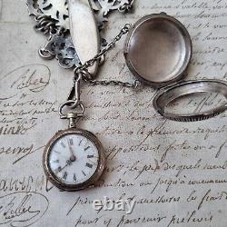 CHATELAINE Ancienne Argent MB Montre XIXè Victorian Silver Watch Holder 19thC