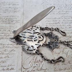 CHATELAINE Ancienne Argent MB Montre XIXè Victorian Silver Watch Holder 19thC