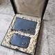 Coffret Porte Monnaie Cuir Bleu Argent Ancien Fin Xixè Victorian French