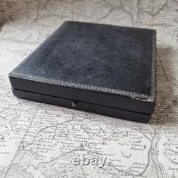 COFFRET Porte Monnaie Cuir Bleu Argent ANCIEN Fin XIXè Victorian French