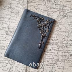 COFFRET Porte Monnaie Cuir Bleu Argent ANCIEN Fin XIXè Victorian French