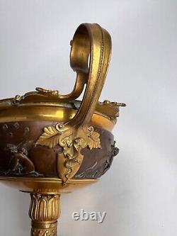 COUPE EN BRONZE AVEC FRESQUE DE PUTTI EN RELIEF XIXE Siecle