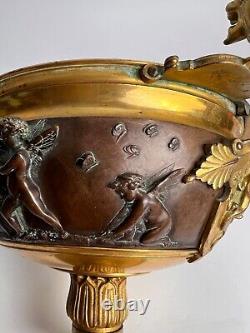 COUPE EN BRONZE AVEC FRESQUE DE PUTTI EN RELIEF XIXE Siecle