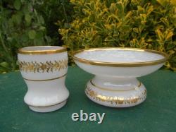 CRACHOIR ET SON GOBELET OPALINE PTE DE RIZ ET OR BACCARAT XIX ème NAPOLÉON III