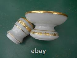 CRACHOIR ET SON GOBELET OPALINE PTE DE RIZ ET OR BACCARAT XIX ème NAPOLÉON III