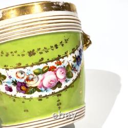 Cache Pot en Porcelaine de Paris Napoléon III Fond Vert Fleurs Tête de Lion XIXe