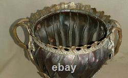 Cache-pot fin XIXe (cuivre et bronze) à décor de feuillages