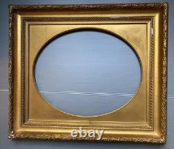 Cadre Ancien Doré Louis XVI Napoléon III XIX Oval 8F 46 X 38 Cm Ou 50 X 40