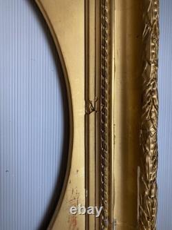 Cadre Ancien Doré Louis XVI Napoléon III XIX Oval 8F 46 X 38 Cm Ou 50 X 40