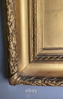 Cadre Ancien Doré Louis XVI Napoléon III XIX Oval 8F 46 X 38 Cm Ou 50 X 40