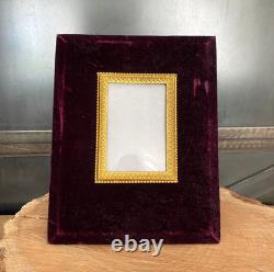 Cadre Ancien Velours Laiton & Verre Légèrement Bombé Napoléon III XIXè